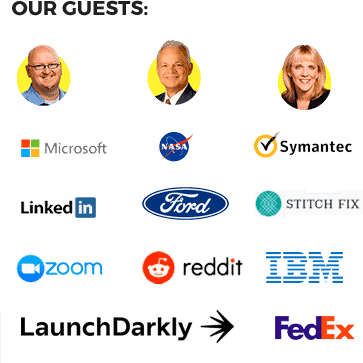 Our guests and brand logos including Microsoft, NASA, LinkedIn, Ford, Zoom, IBM, and more
